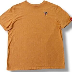 Disney Mickey Mouse T-Shirt Large Orange Embroidered Authentic Original Tee
